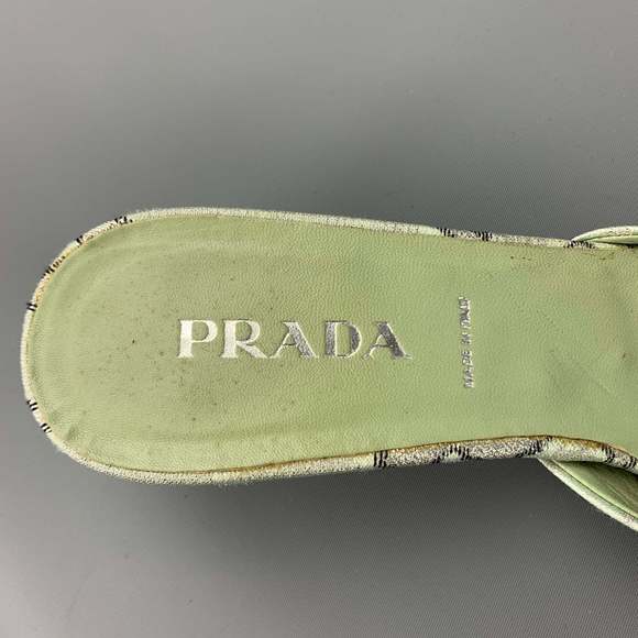 PRADA Green Embellishments Silk Kitten Heel Pumps - Picture 6 of 7